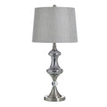 Stylecraft Steel Table Lamp Brushed Nickle Silver Glass Grey Shade