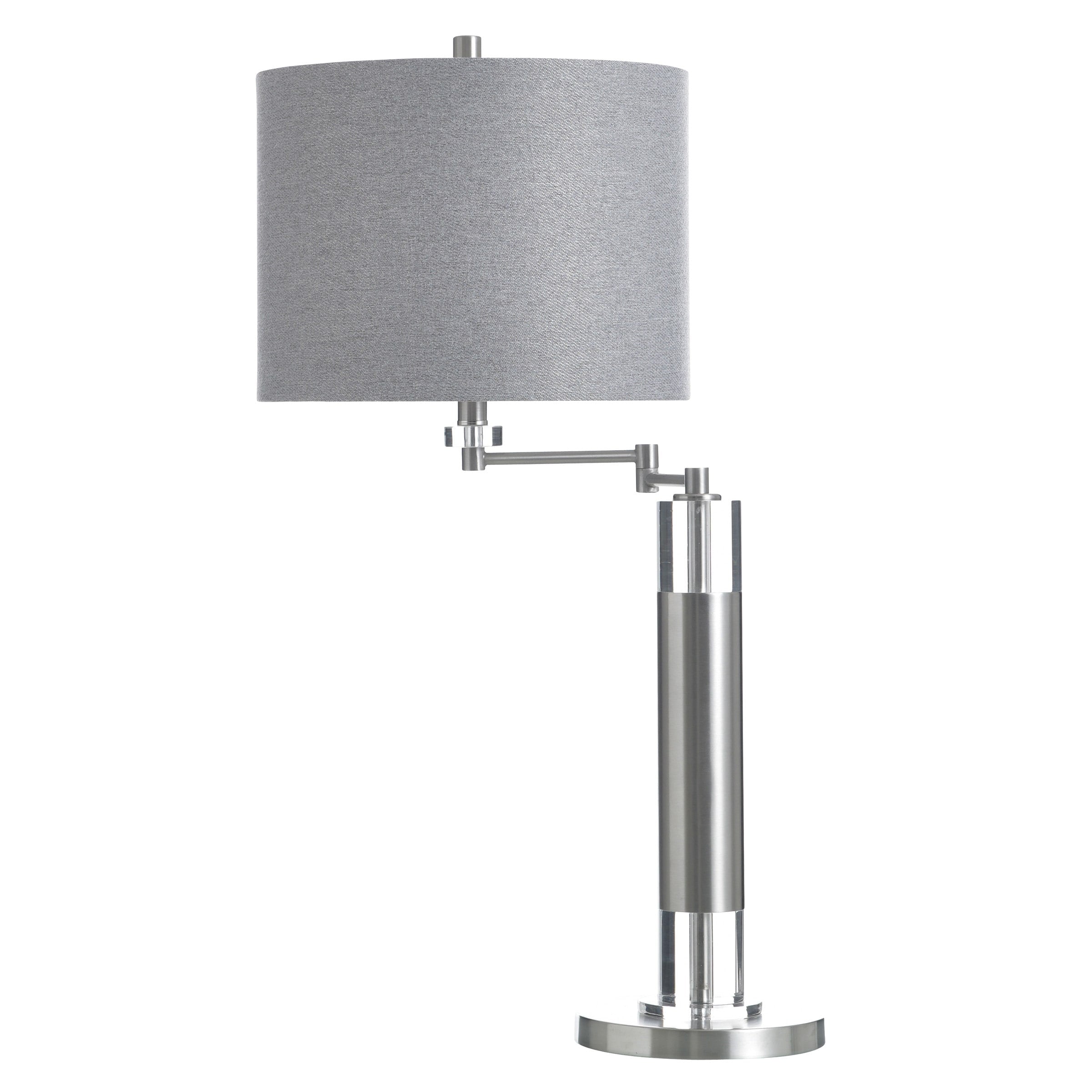 Stylecraft Steel Table Lamp Brushed Steel Grey Shade