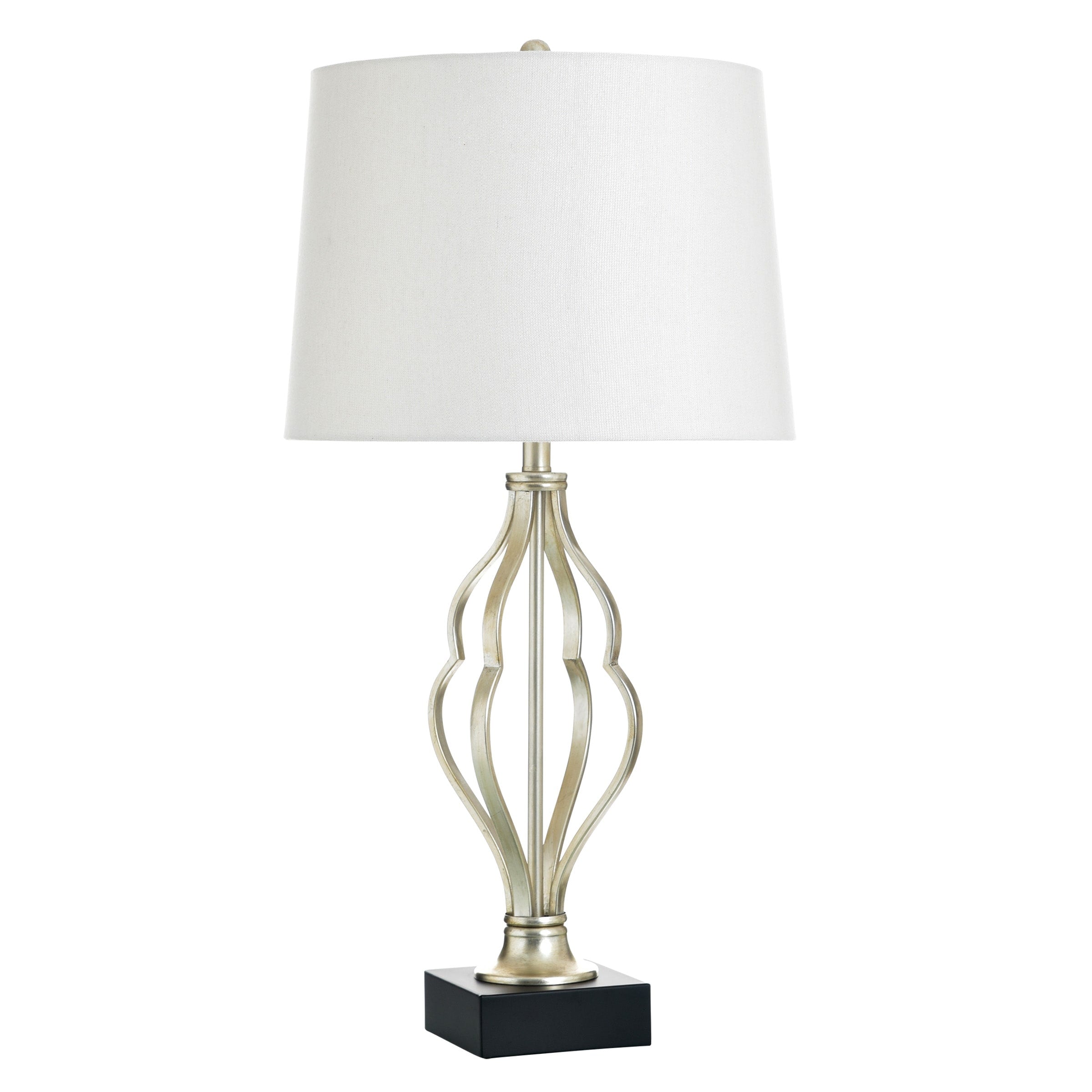 Stylecraft Steel Table Lamp Castonia Silver White Shade