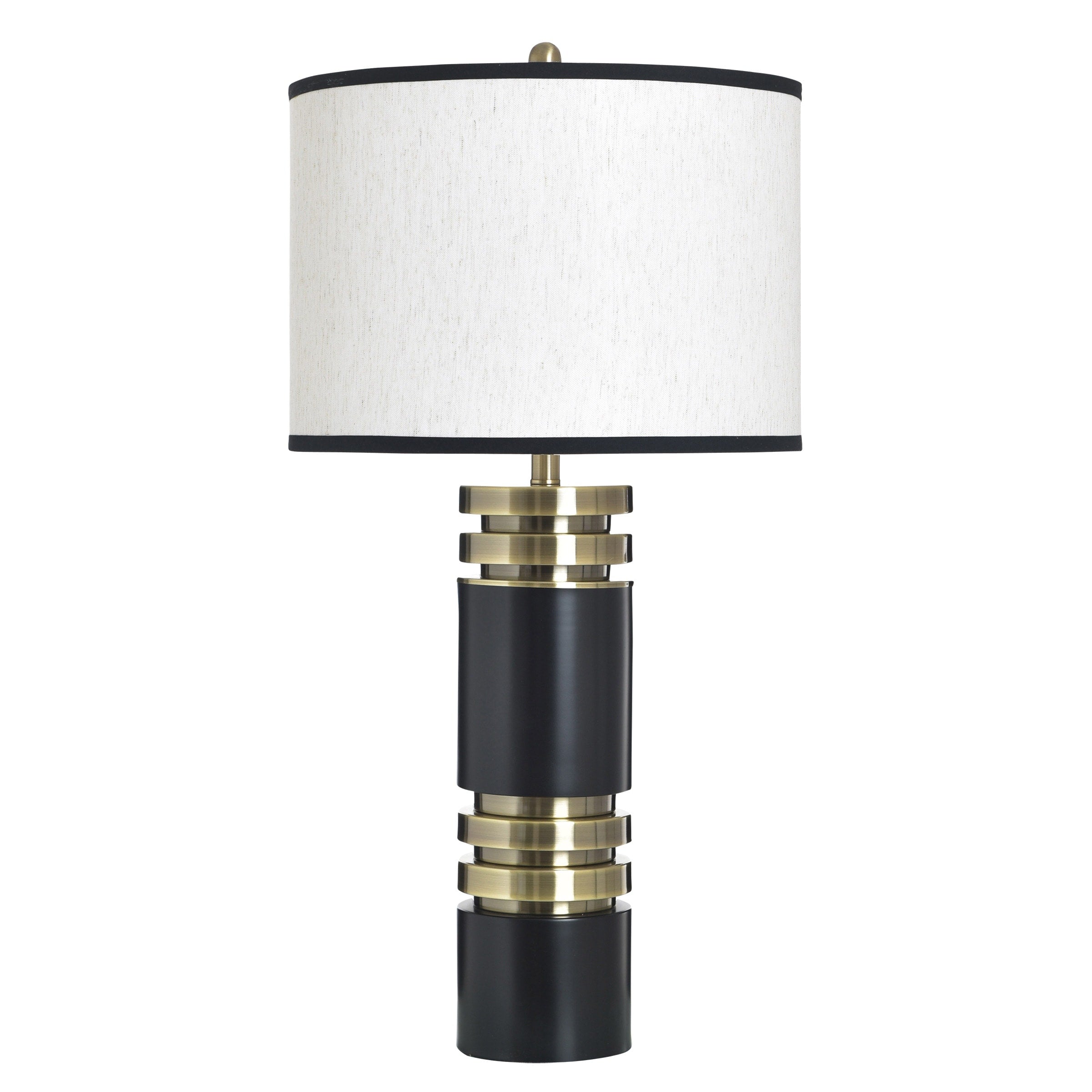 Stylecraft Steel Table Lamp Drayton Gold White Fabric