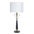 Stylecraft Steel Table Lamp Larson Gold Black White Shade