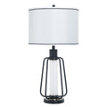 Stylecraft Steel Table Lamp With Nightlight Breny White Shade
