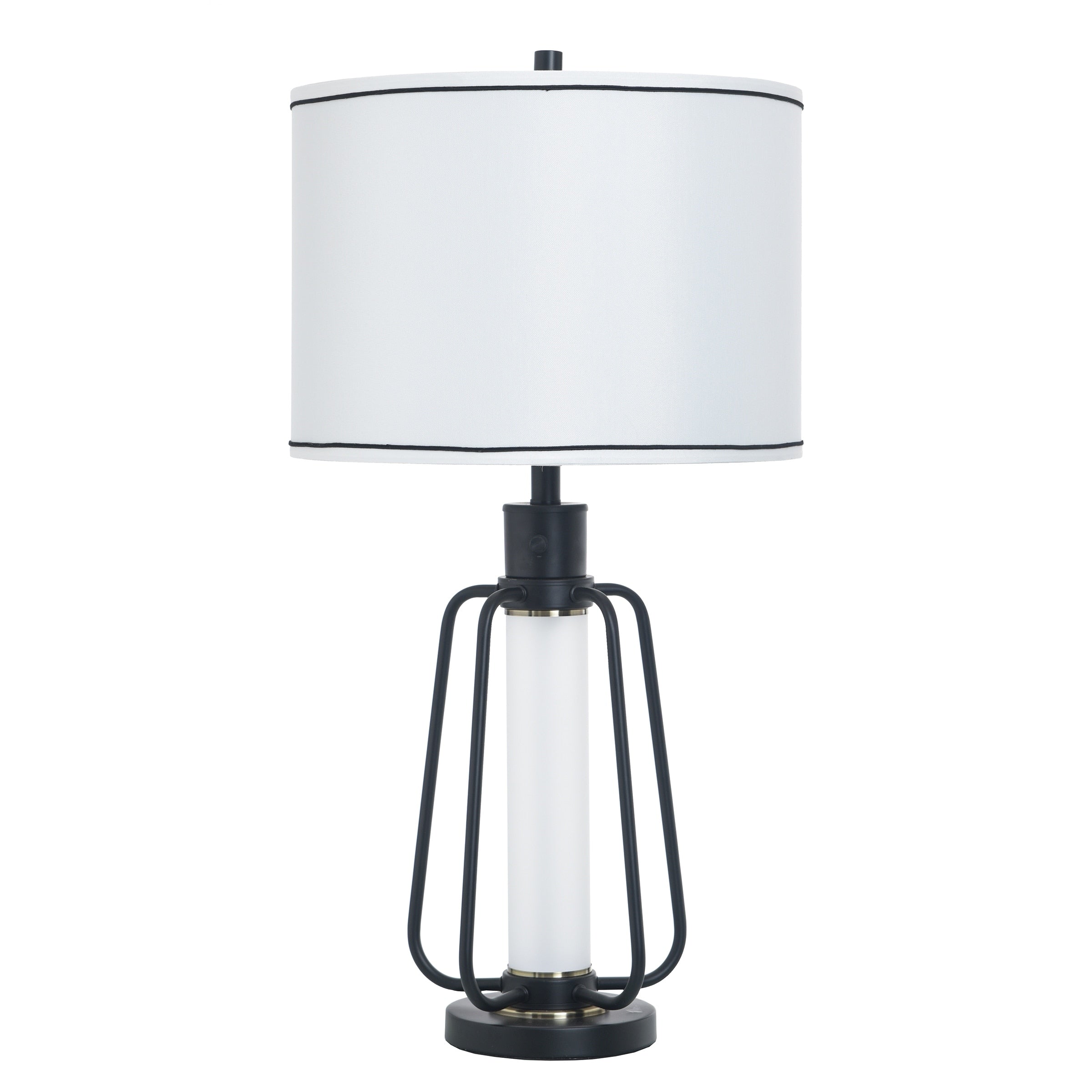 Stylecraft Steel Table Lamp With Nightlight Breny White Shade
