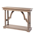 Gray Wash Wood Trestle Console Table With Arch Detail