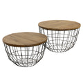 Stylecraft Woven Frame Nesting Coffee Table Natural Brown Black Set Of 2
