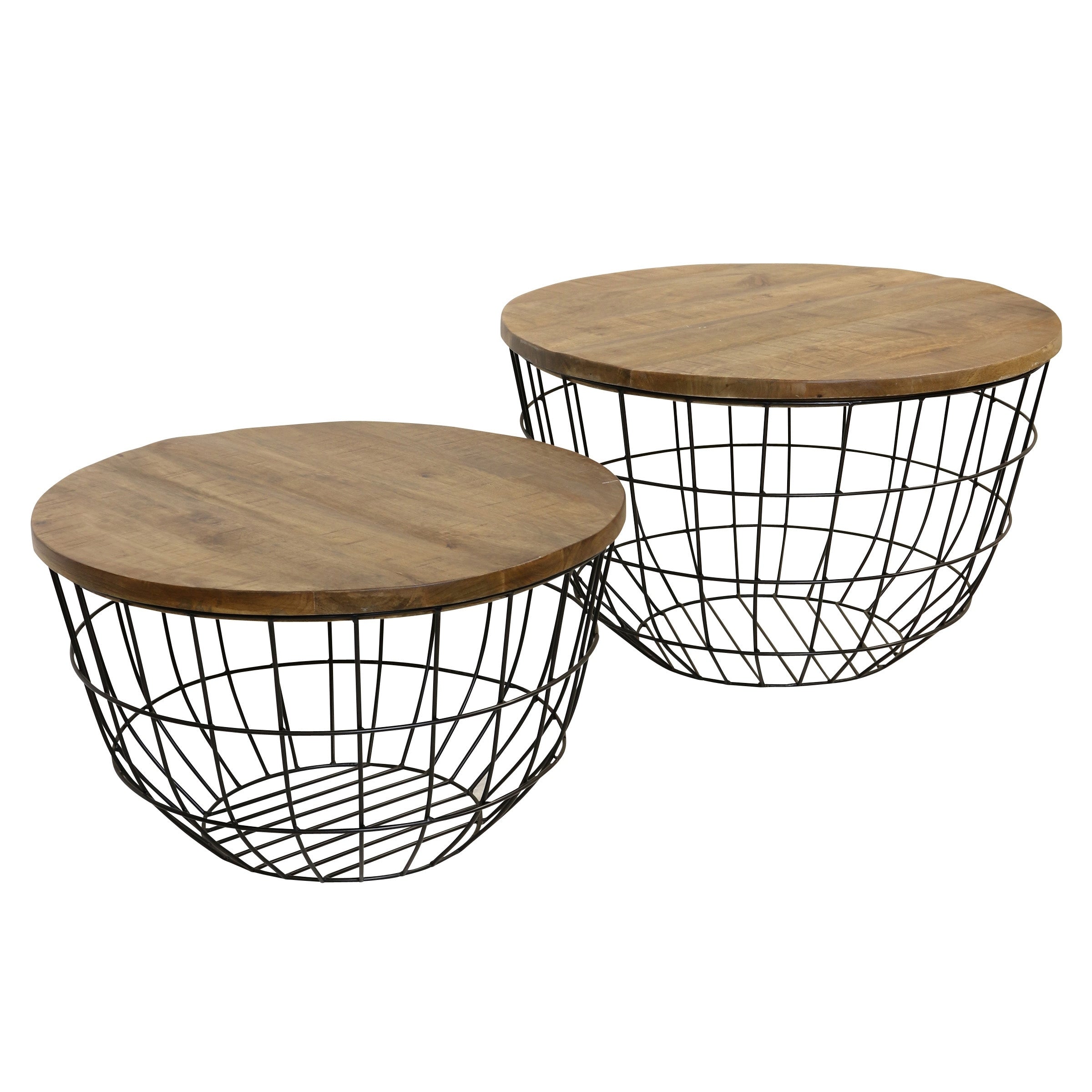 Stylecraft Woven Frame Nesting Coffee Table Natural Brown Black Set Of 2