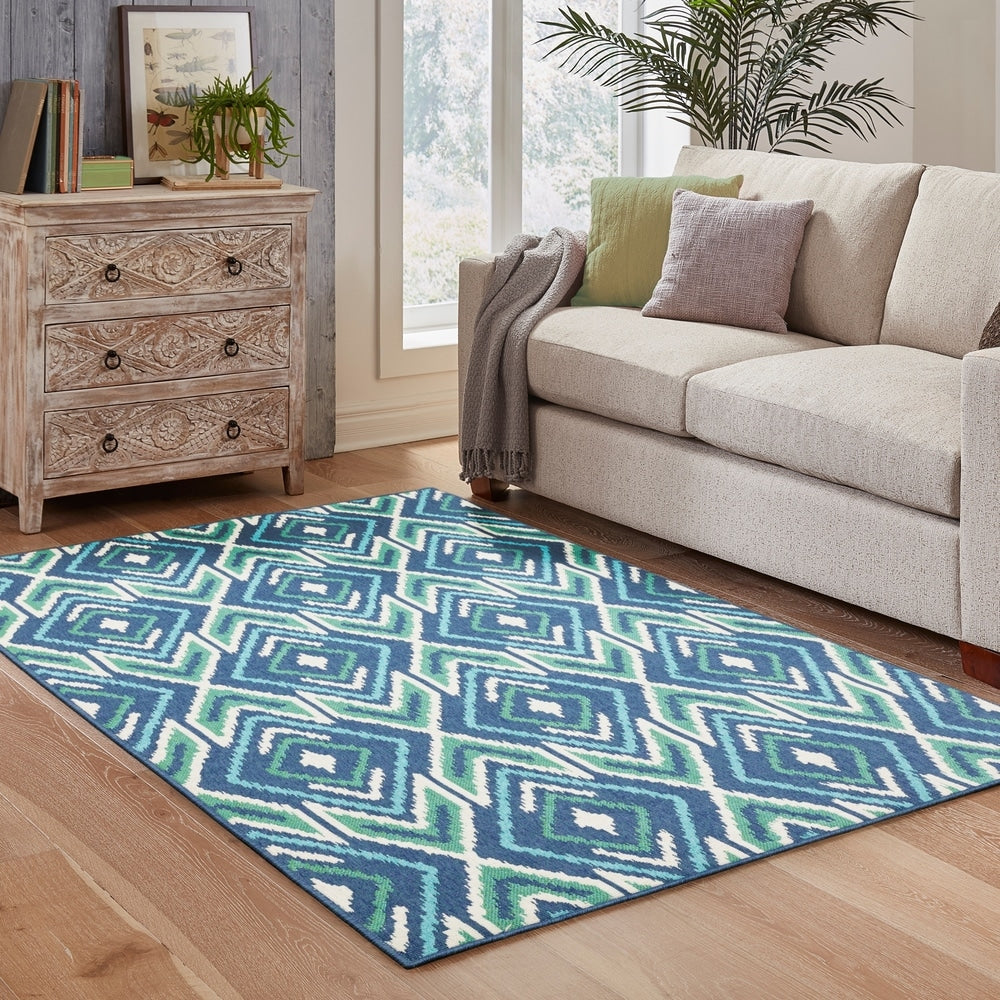 Stylehaven Geometric Navy Green Indoor Outdoor Area Rug 710X1010 710 X 1010