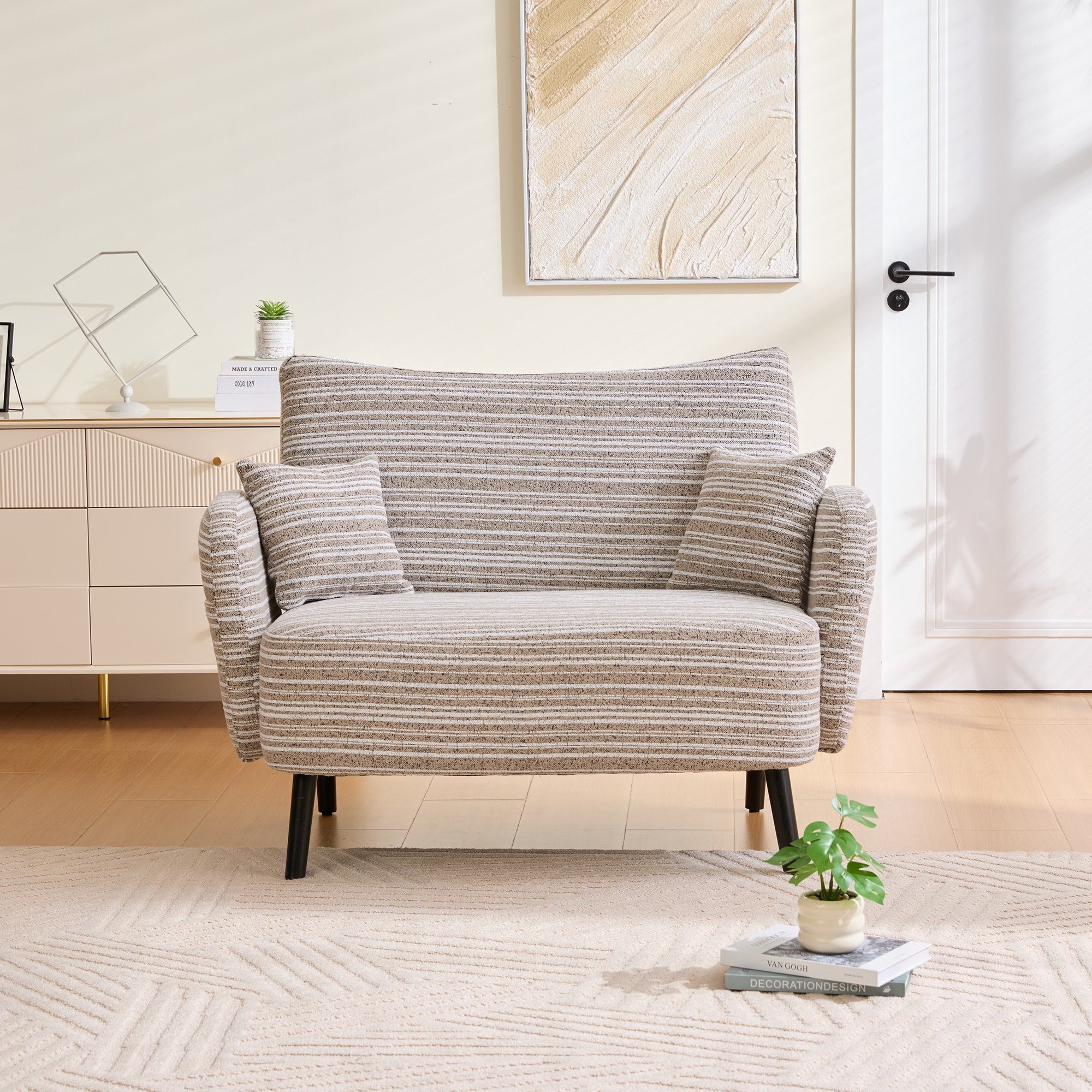 Stylish 2 Seater Sofa Couch Loveseat Sofa With Pillows Lounge Sleeper Sofa Couch With Storage Pocket