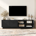 Stylish 4 Door Wave Design Cabinet With Adjustable Shelves And Led Accent Lighting