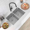 28 Undermount Doublebowl 18G Stainless Steel Kitchen Sink S 300G Topaz Silver 28 X 18 X 10