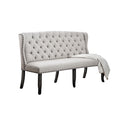 Stylish Long Bench With Tufted Back Ivory
