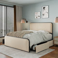 Stylish Round Corner Platform Bed With 4 Storage Drawers Heavy Duty Metal Slats