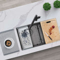 32 X 19 Double Bowl Kitchen Sink 16G Stainless Steel With Grid Bamboo Cutting Board Colander S 601Xgbc Cobalt