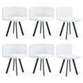 Stylish White Modern Pu Material Six Chair Set Two Designs Unified Aesthetics