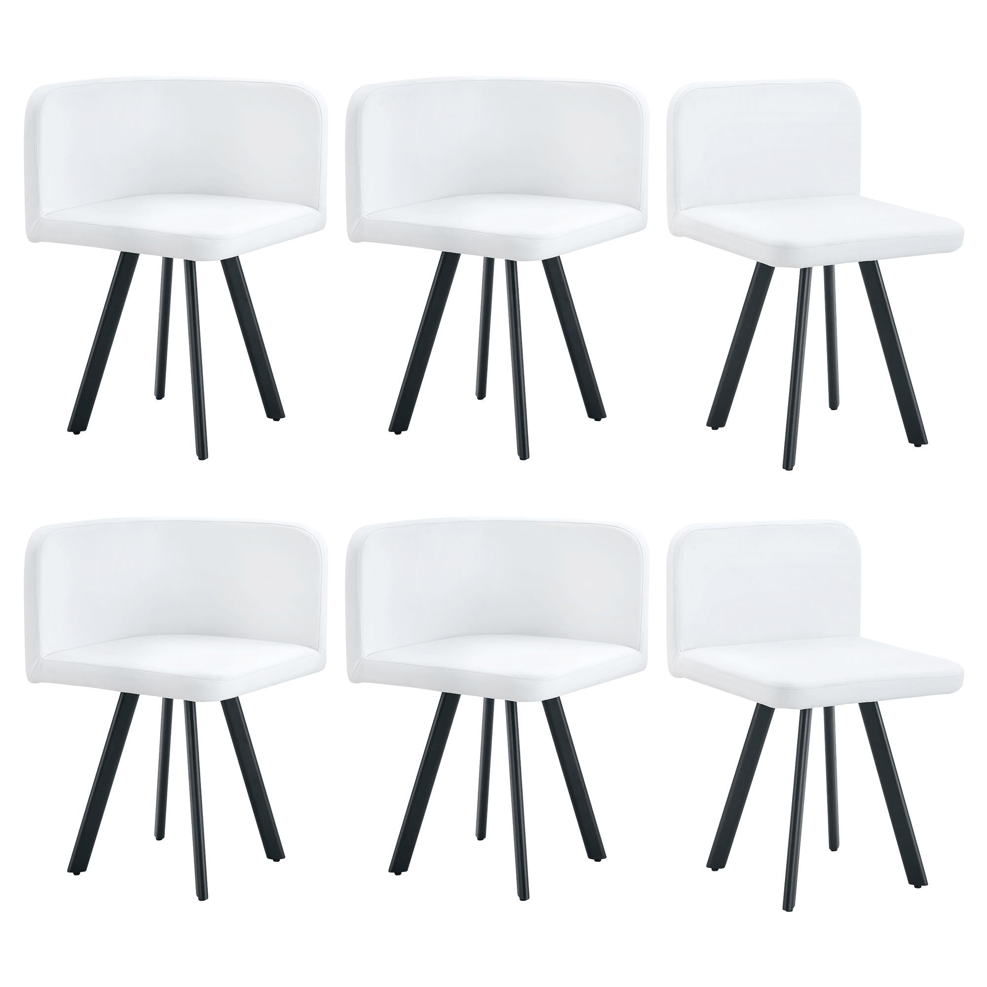 Stylish White Modern Pu Material Six Chair Set Two Designs Unified Aesthetics