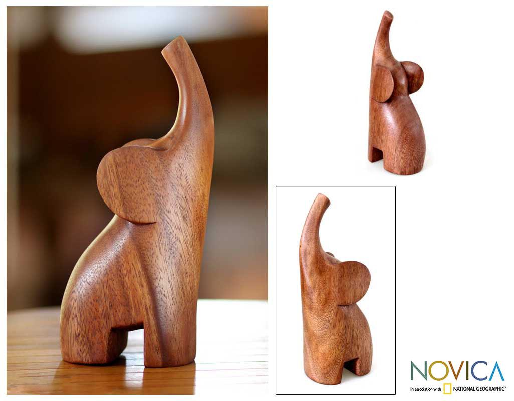 Suar Wood Essential Elephant Sculpture Handmade In Indonesia