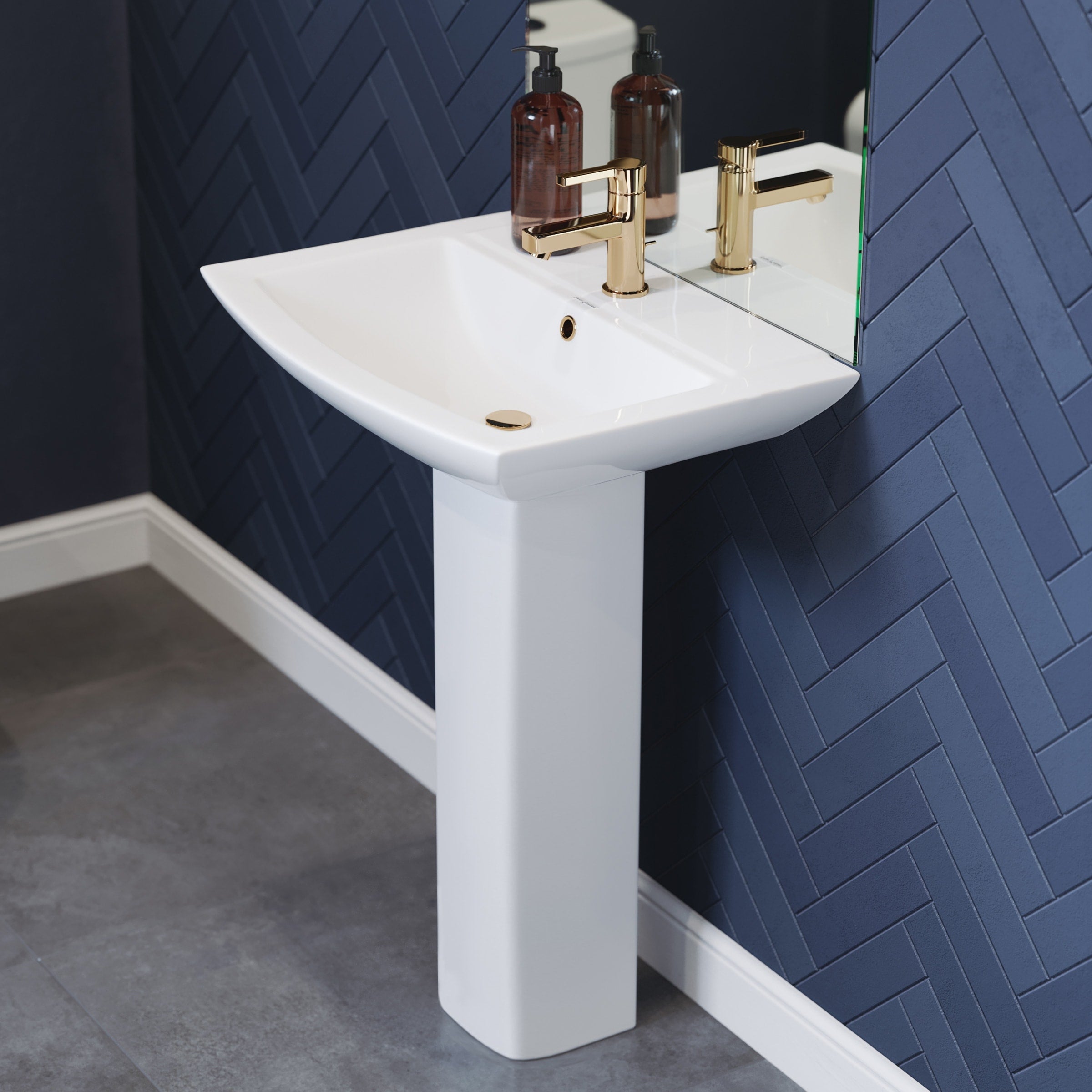 Swiss Madison Pedestal Bathroom Sink Rectangular With Single Faucet Hole