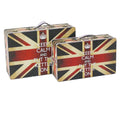 Suitcase With Union Jack Print Canvas Upholstery Multicolor Set Of 2