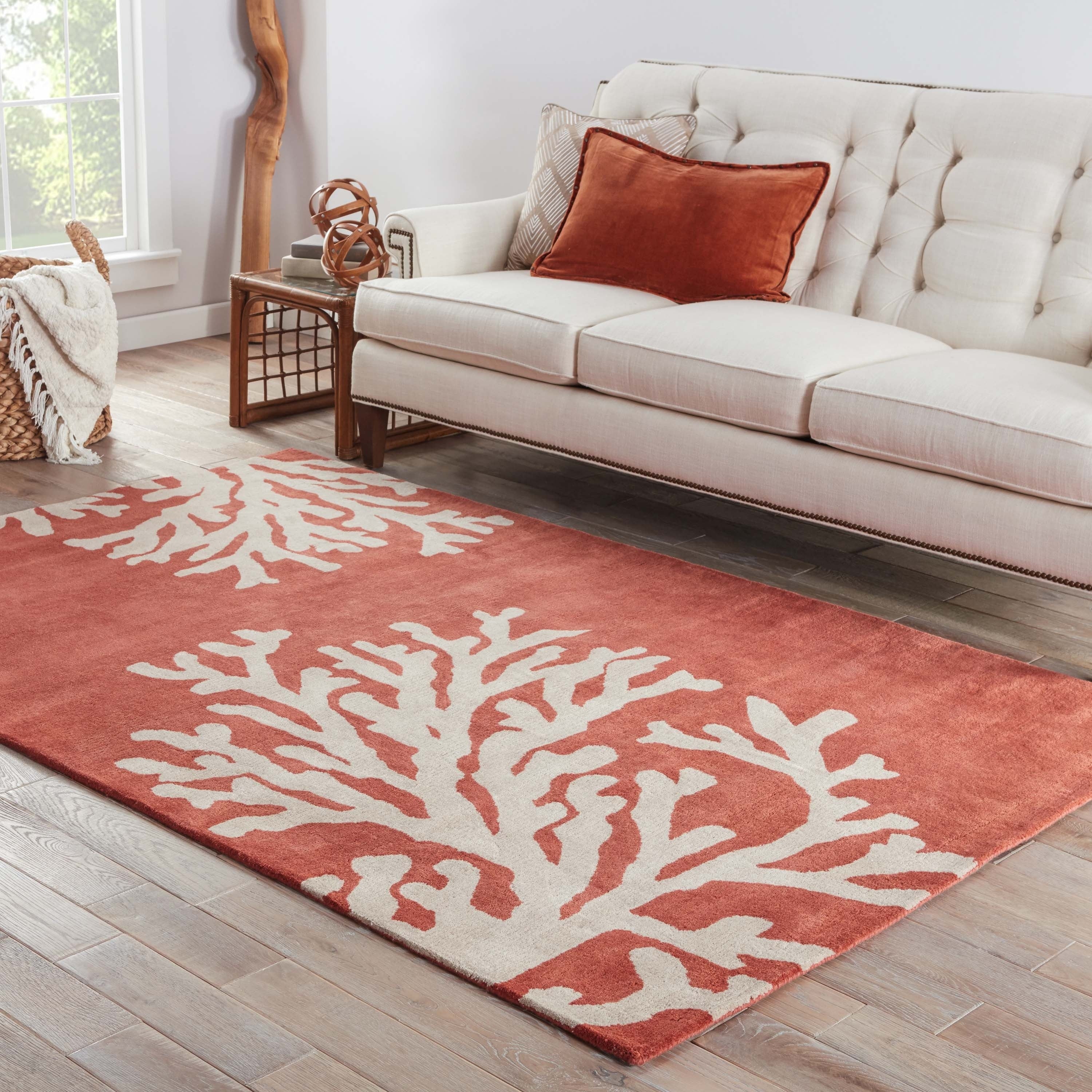 Sullivan Handmade Abstract Coral Tan Area Rug 5 X 8 5X8