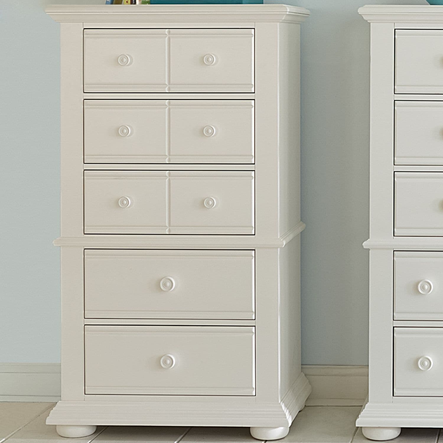 Summer House Oyster White Cottage 5 Drawer Lingerie Chest
