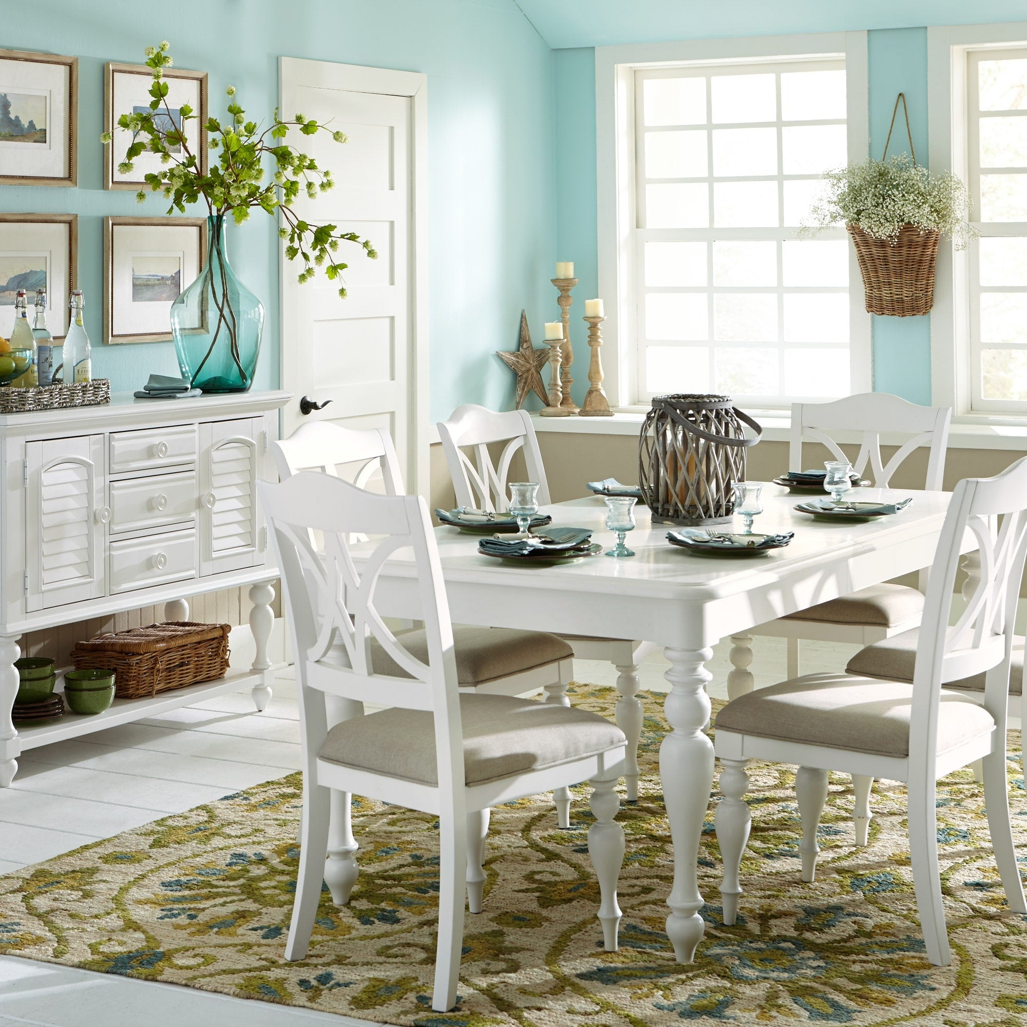 Summer House Oyster White 5 Piece Rectangular Table Dining Set