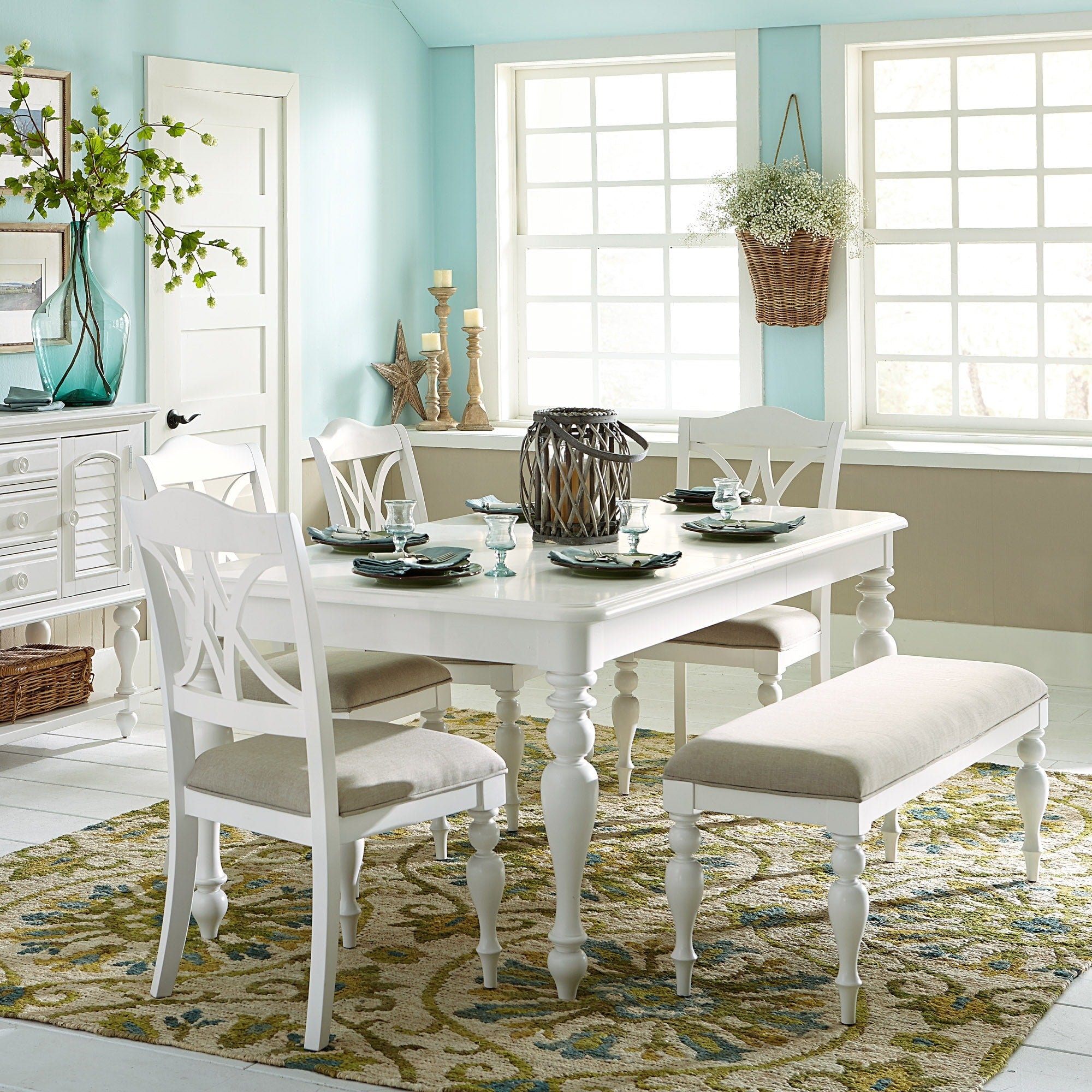 Summer House Oyster White 6 Piece Rectangular Table Dining Set