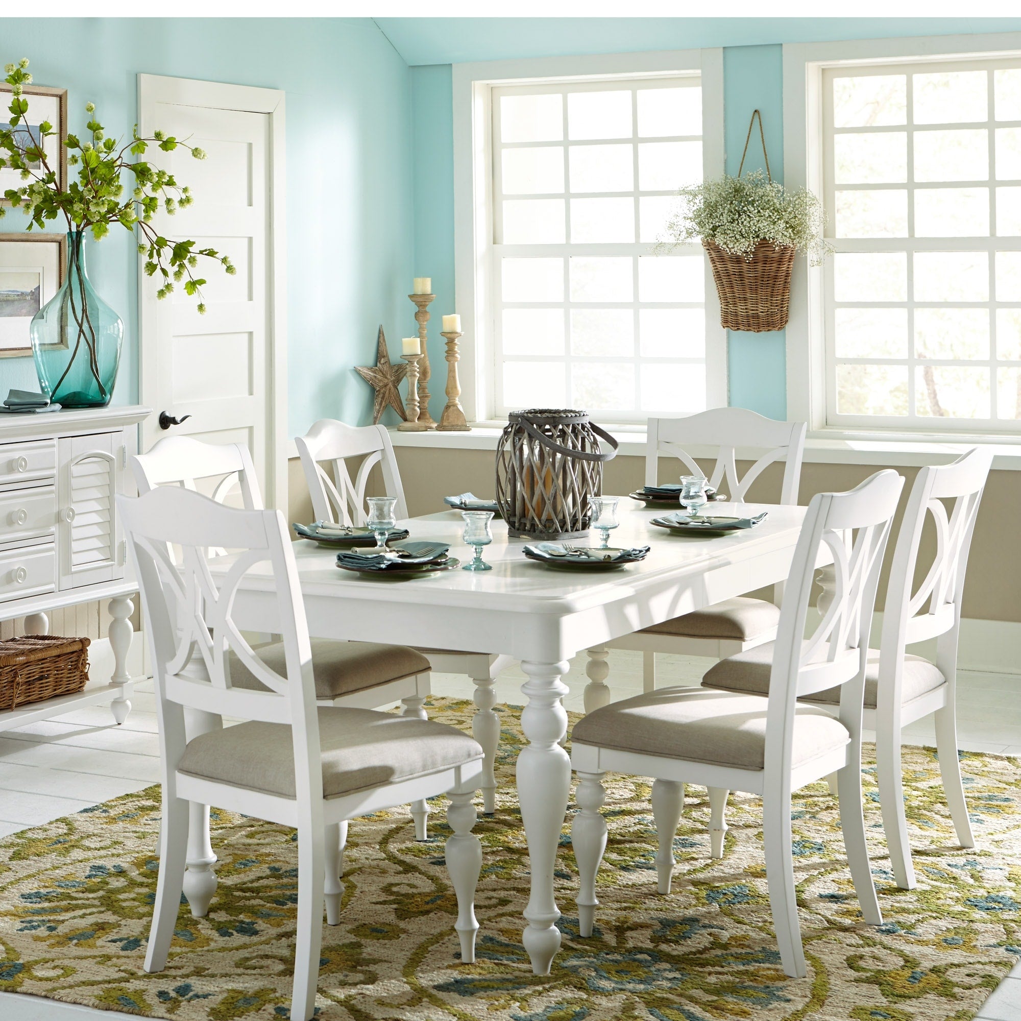 Summer House Oyster White 7 Piece Rectangular Table Dining Set