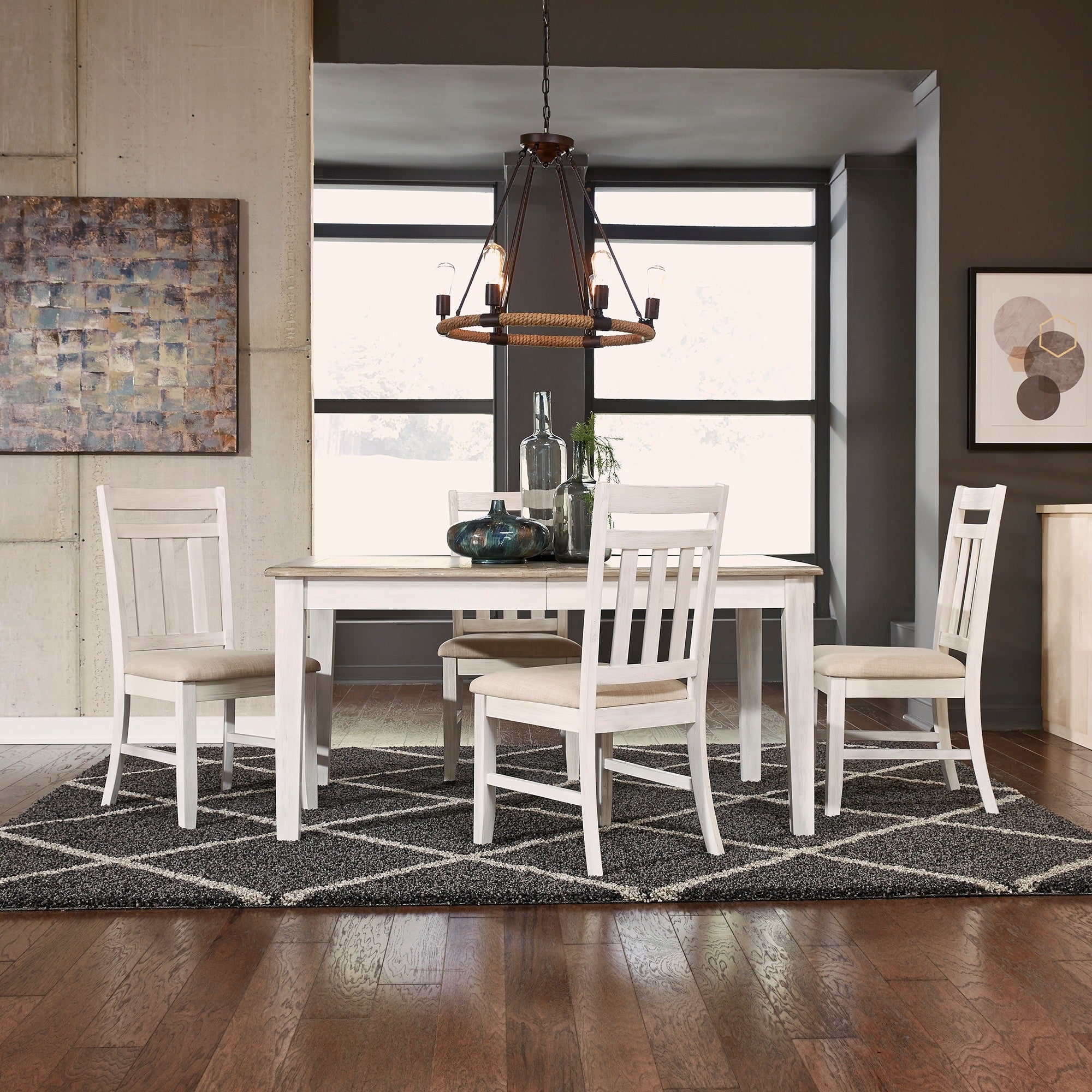Summerville Soft White Wash And Grey 5 Piece Rectangular Table Set