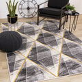 Midtown Grey White Yellow Shaded Diamonds Rug