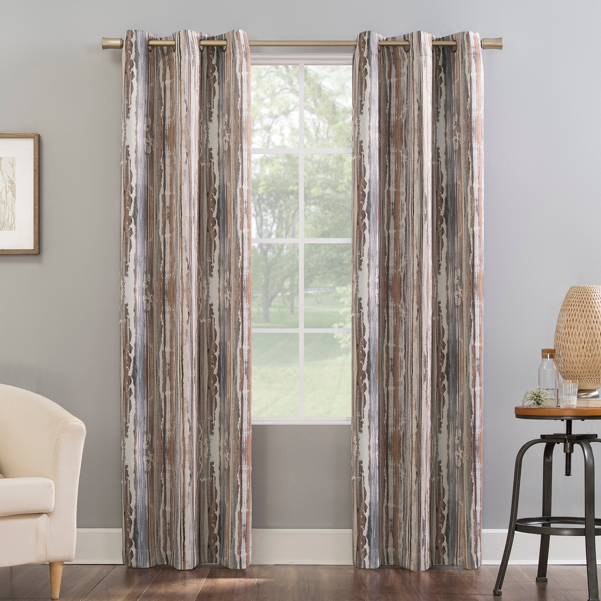 Sun Zero Abstract Painting Blackout Grommet Curtain Panel