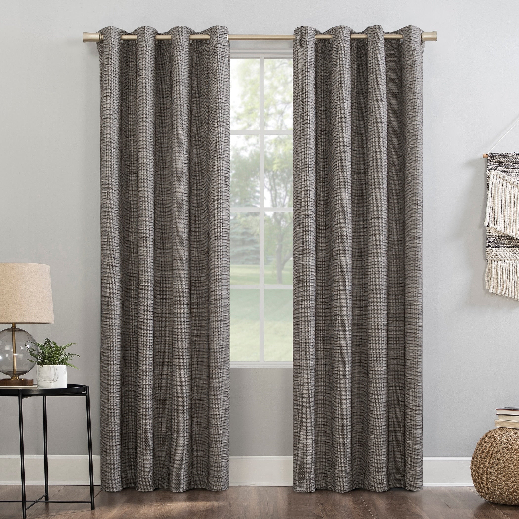 Sun Zero Burlap Weave Thermal Extreme Total Blackout Grommet Curtain Panel