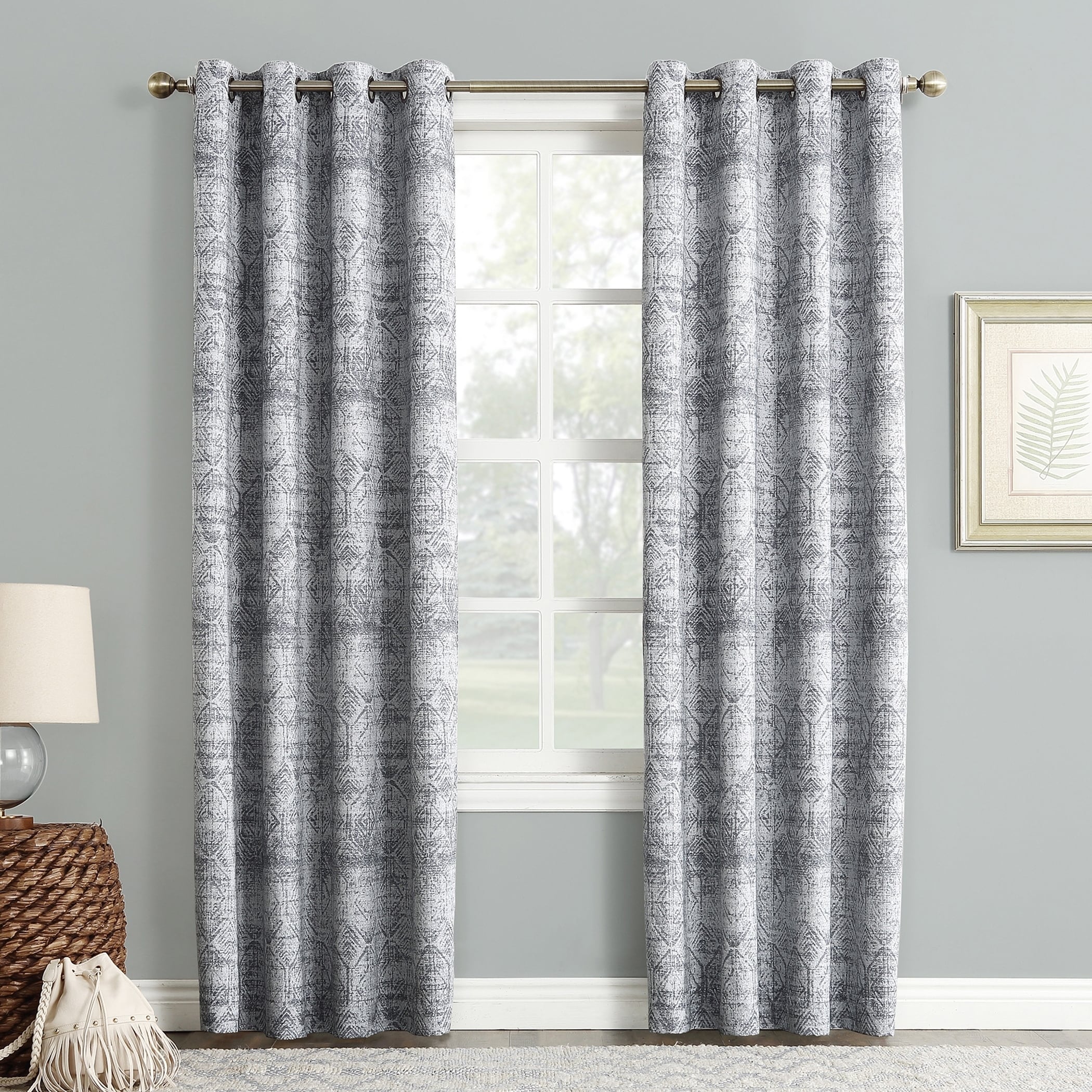 Sun Zero Darren Distressed Global Blackout Lined Grommet Curtain Panel