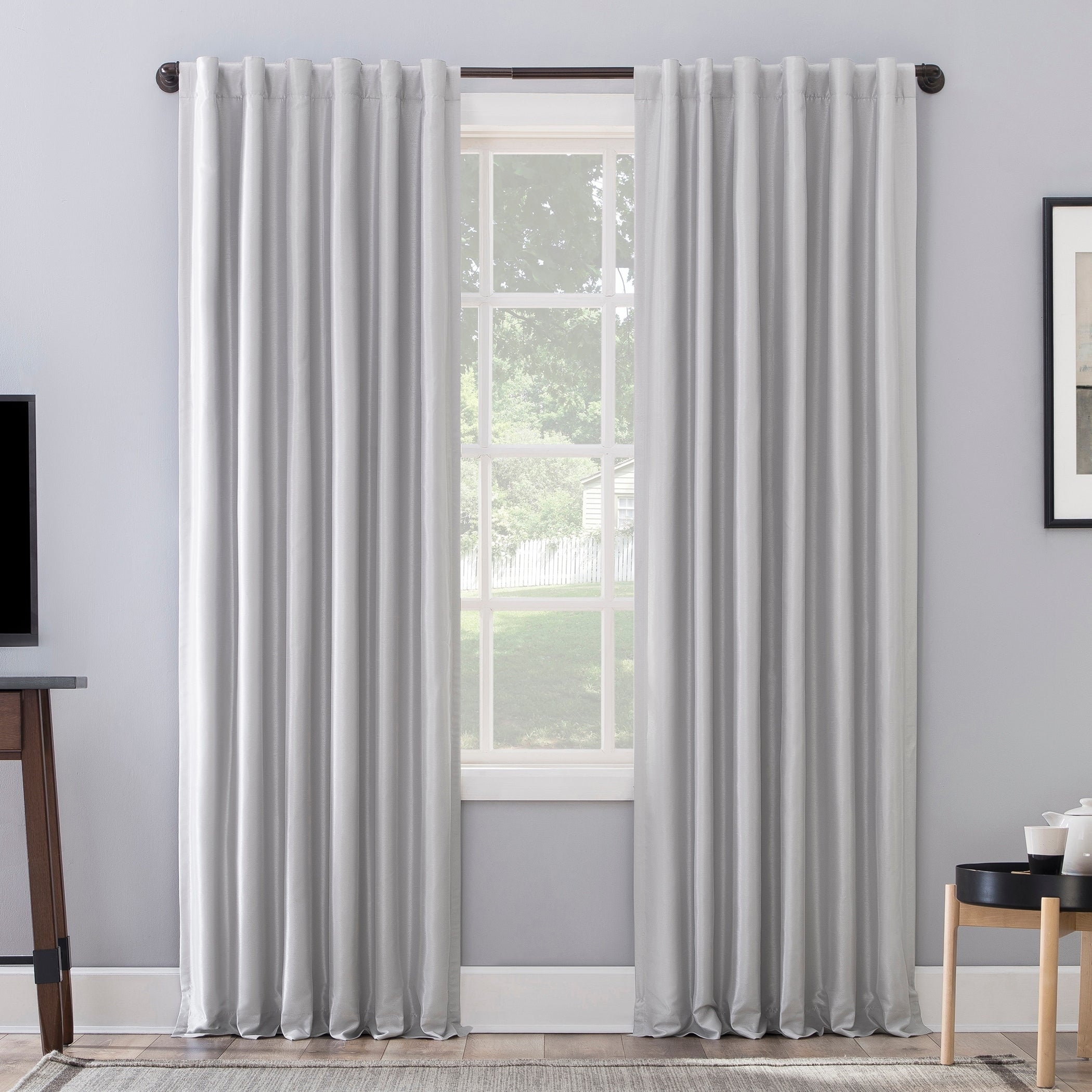 Sun Zero Evelina Faux Dupioni Silk Extreme 100 Blackout Back Tab Curtain Panel