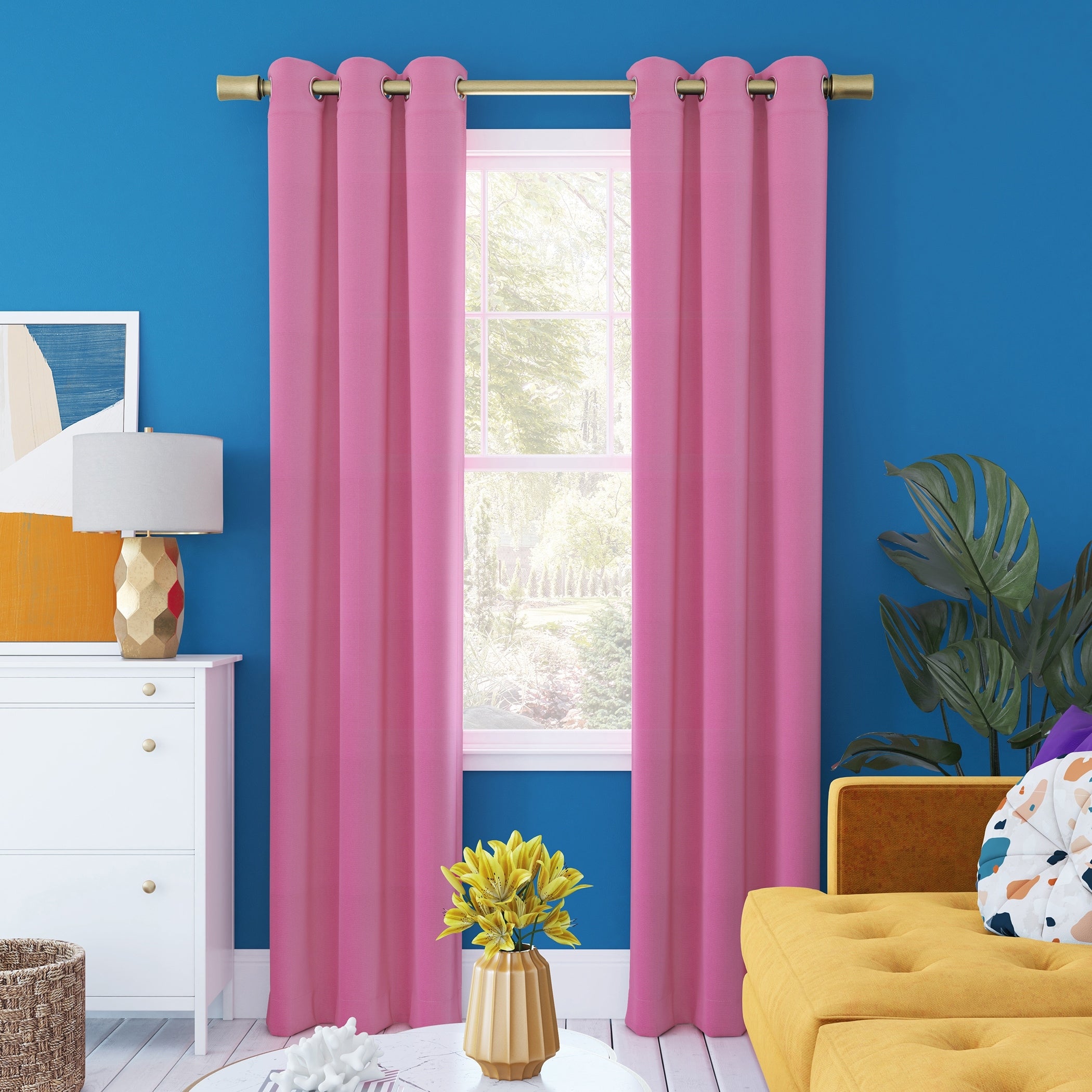 Sun Zero Harper Bright Vibes Total Blackout Grommet Curtain Panel Single Panel