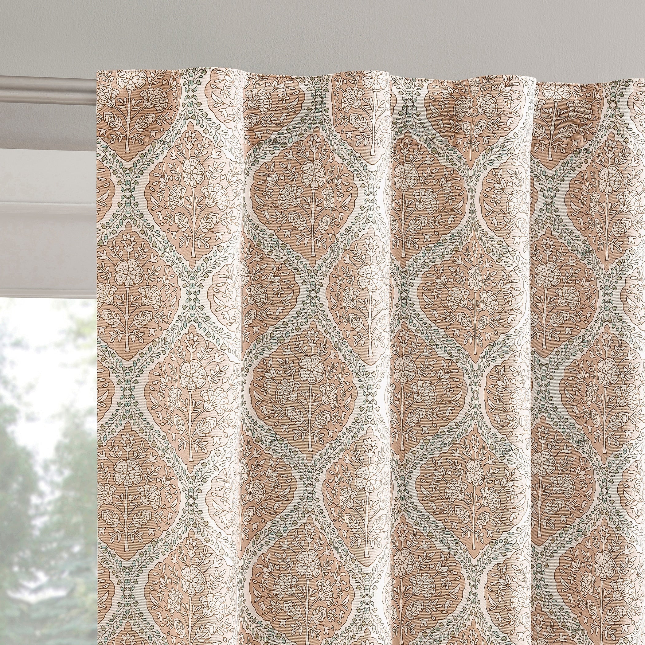 Sun Zero Lanet Vintage Ogee Magnetic Closure Total Blackout Back Tab 2 Piece Curtain Panel Pair