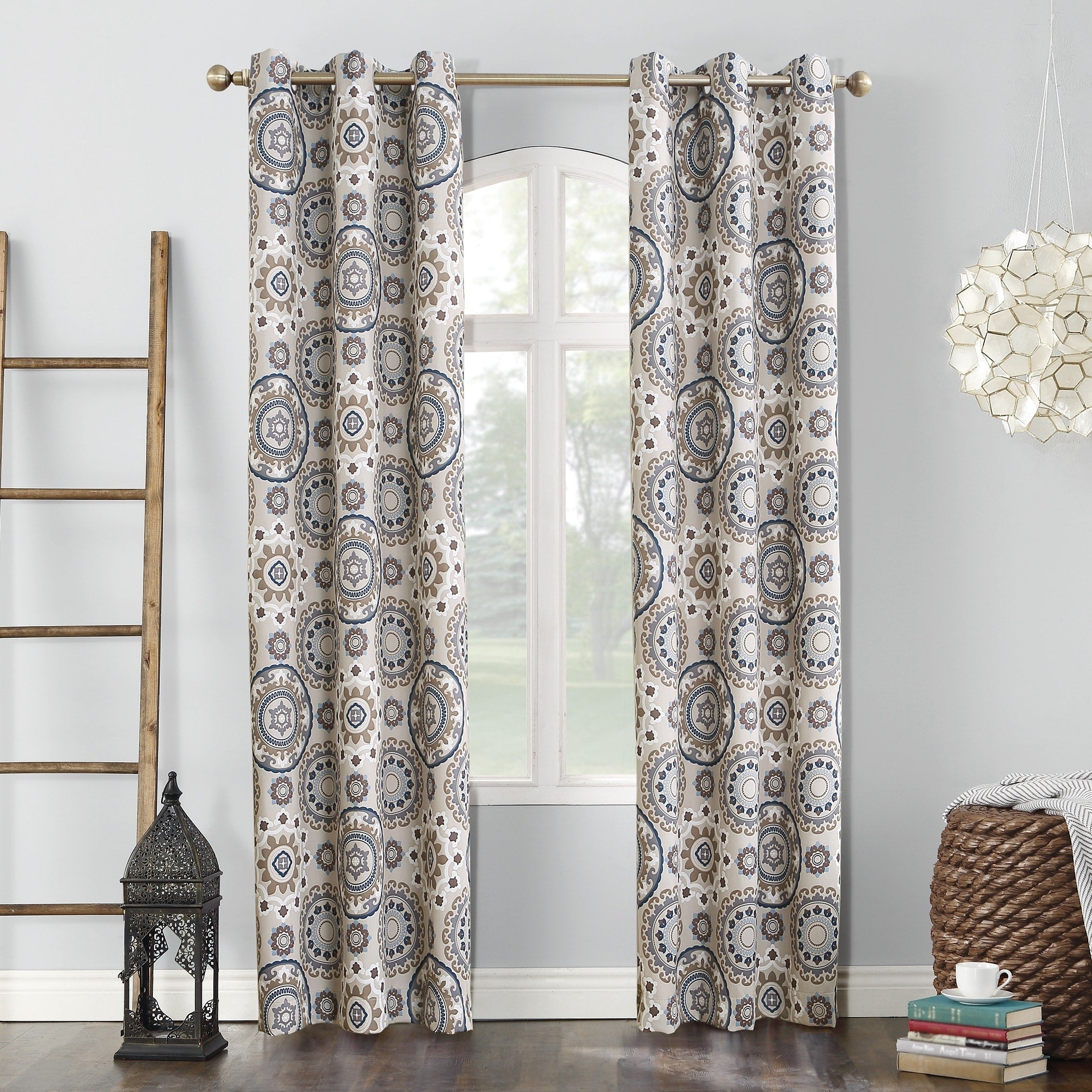 Sun Zero Nepal Global Print Blackout Grommet Curtain Panel