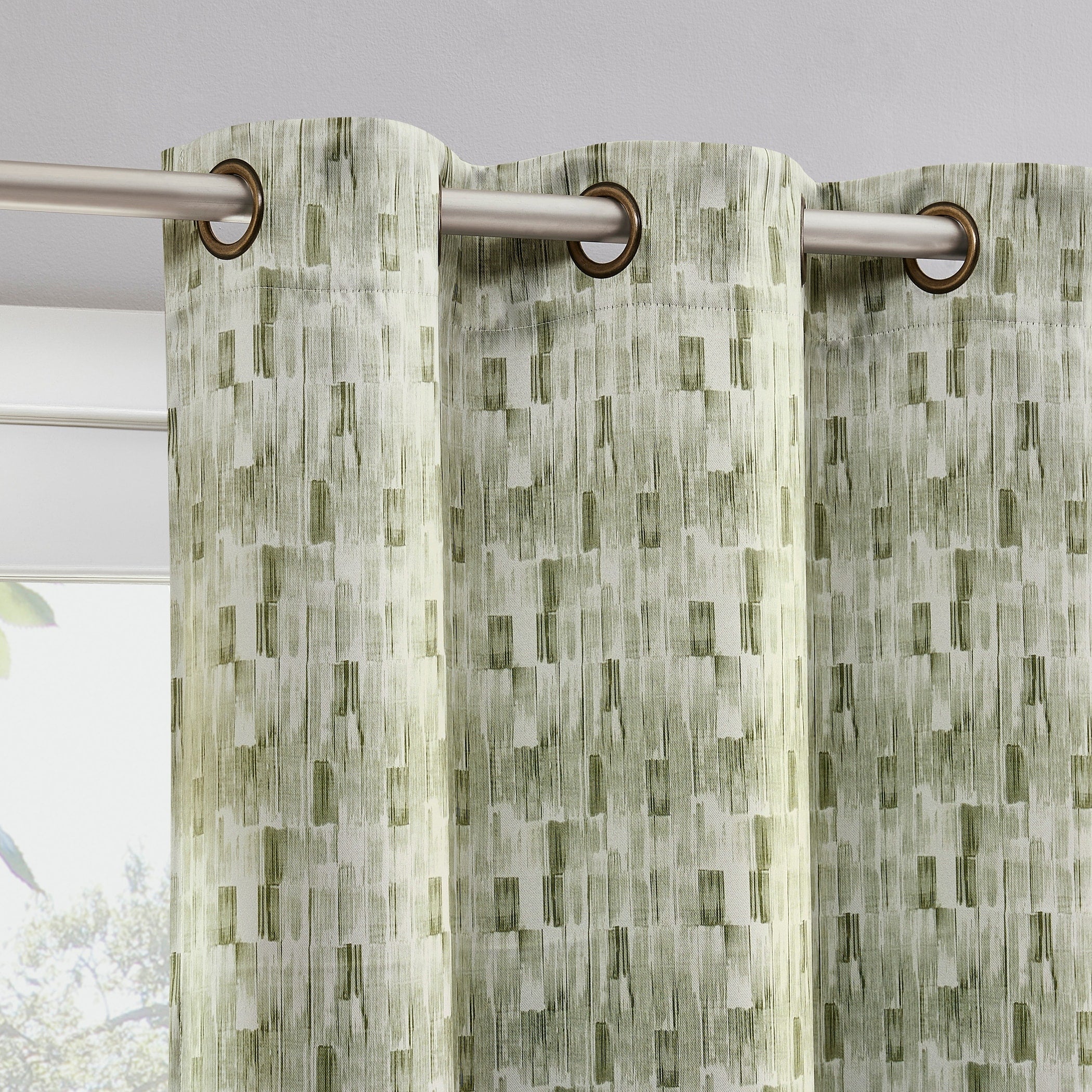 Sun Zero Vernon Monochrome Brushstrokes Magnetic Closure Total Blackout Grommet 2 Piece Curtain Panel Pair