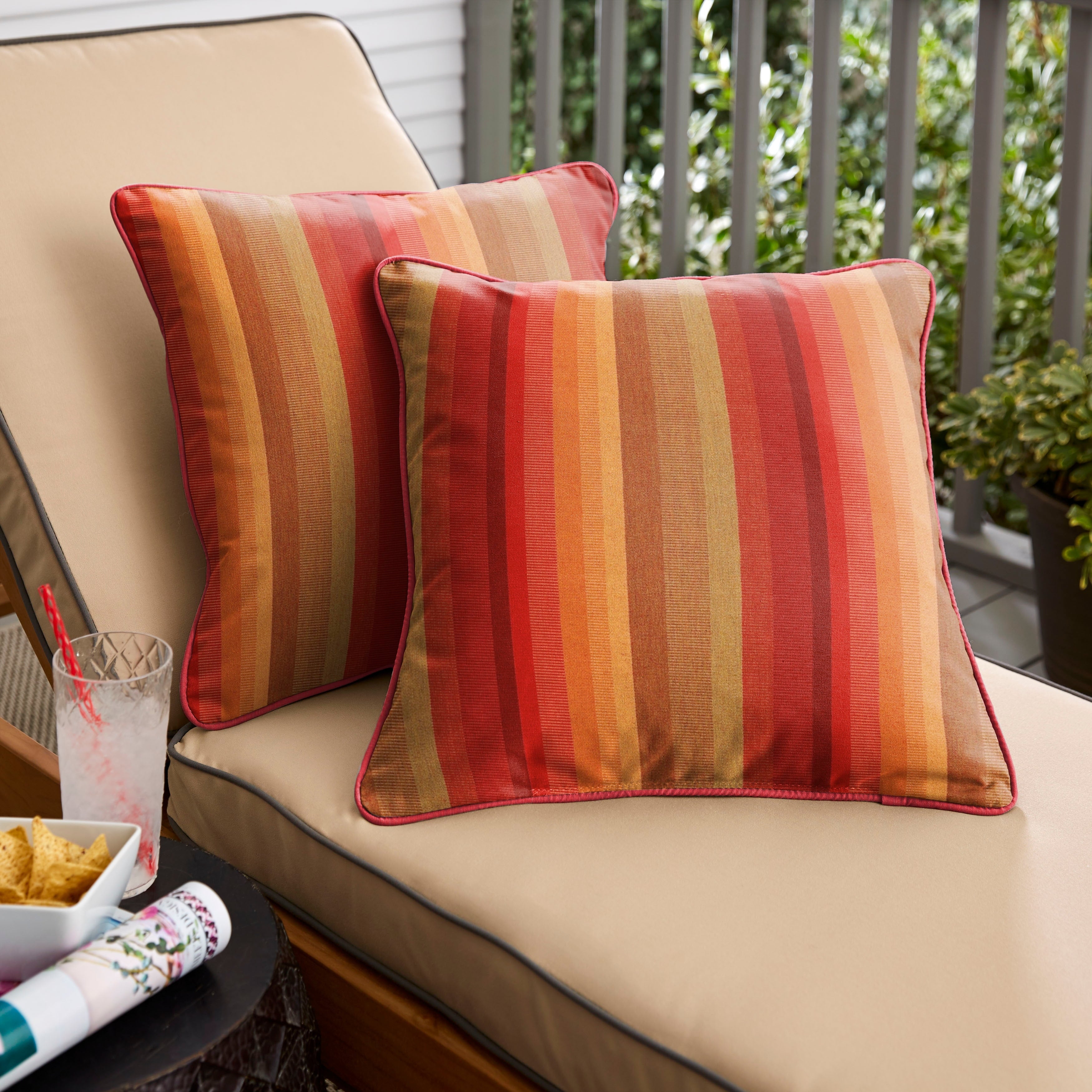 Humble Haute Sunbrella Astoria Sunset Stripe Indoor Outdoor Corded Pillow Set Of 2