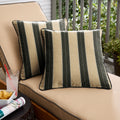 Sunbrella Beige Black Stripe With Black Indoor Outdoor Square Pillows Set Of 2