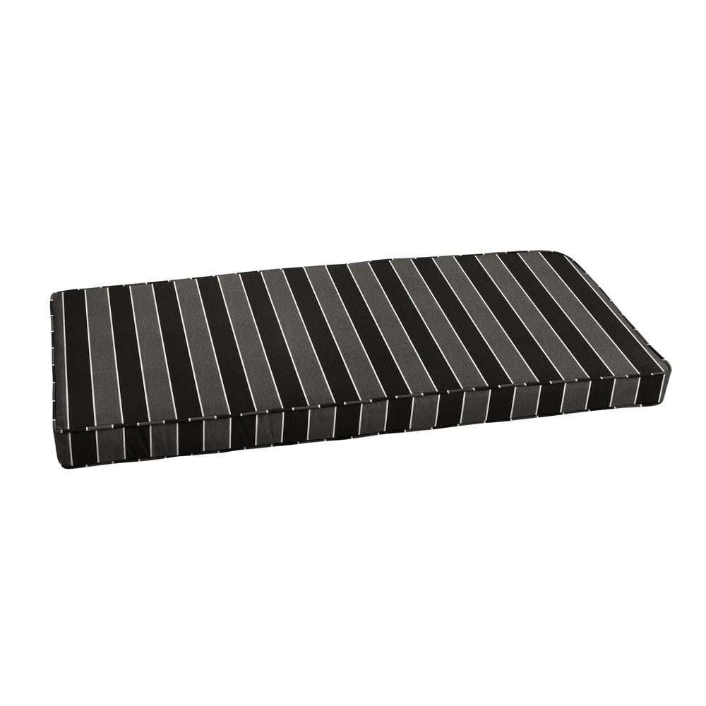 Sunbrella Black Grey Stripe Indoor Outdoor Bench Cushion 37 To 48 By Humble Haute