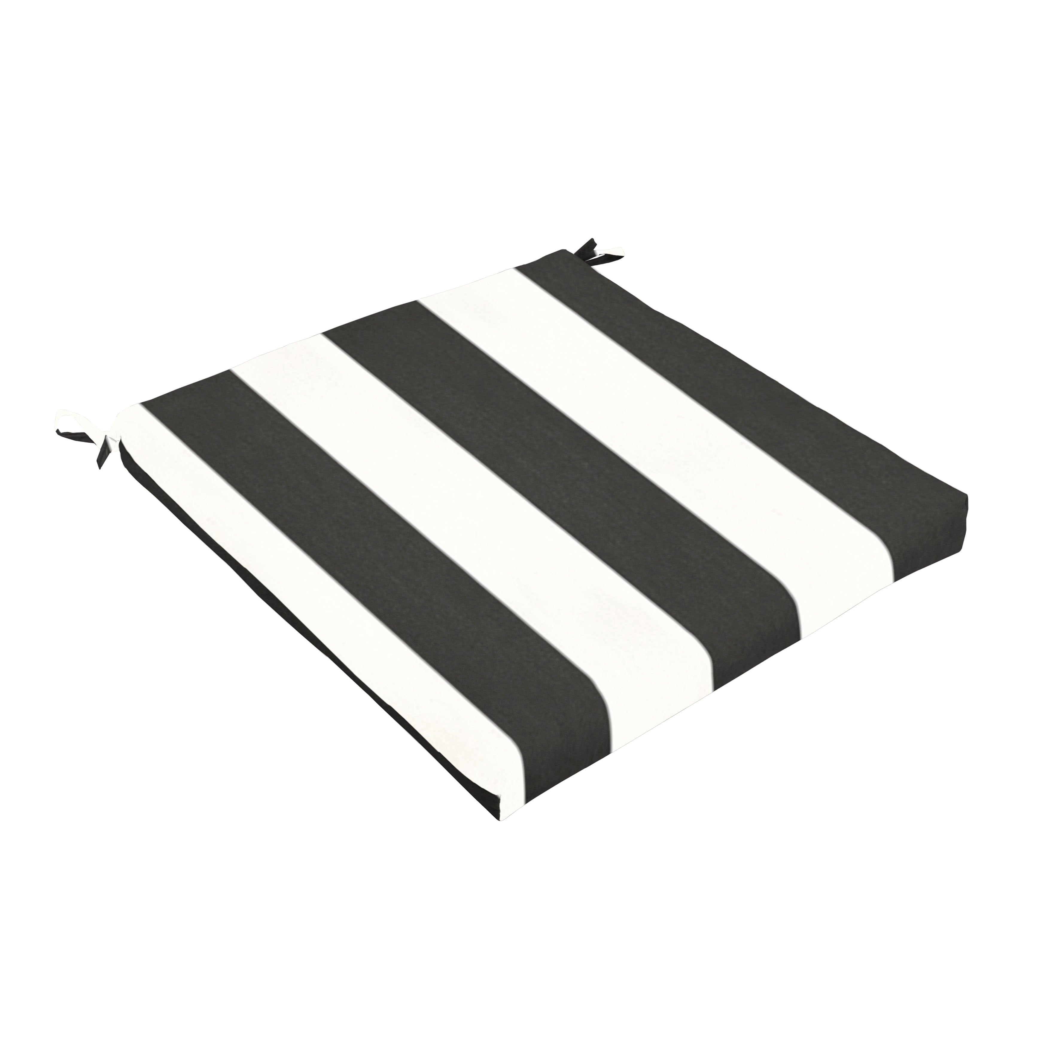 Sunbrella Black White Stripe Indoor Outdoor Chair Cushion 20 In W X 20 In D