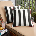Havenside Home Roah Black White Stripes With Jockey Red Indoor Outdoor Square Pillows Set Of 2