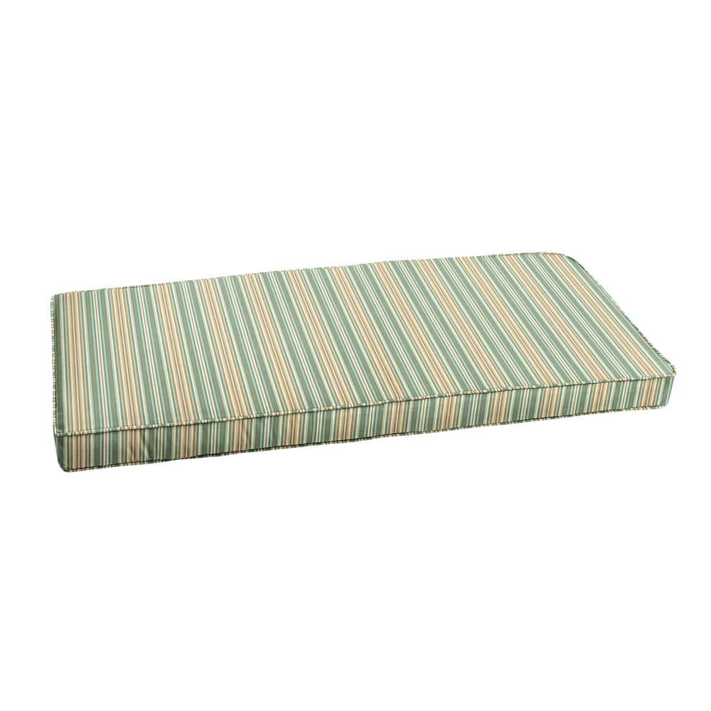Sunbrella Blue Beige Stripe Indoor Outdoor Bench Cushion By Humble Haute