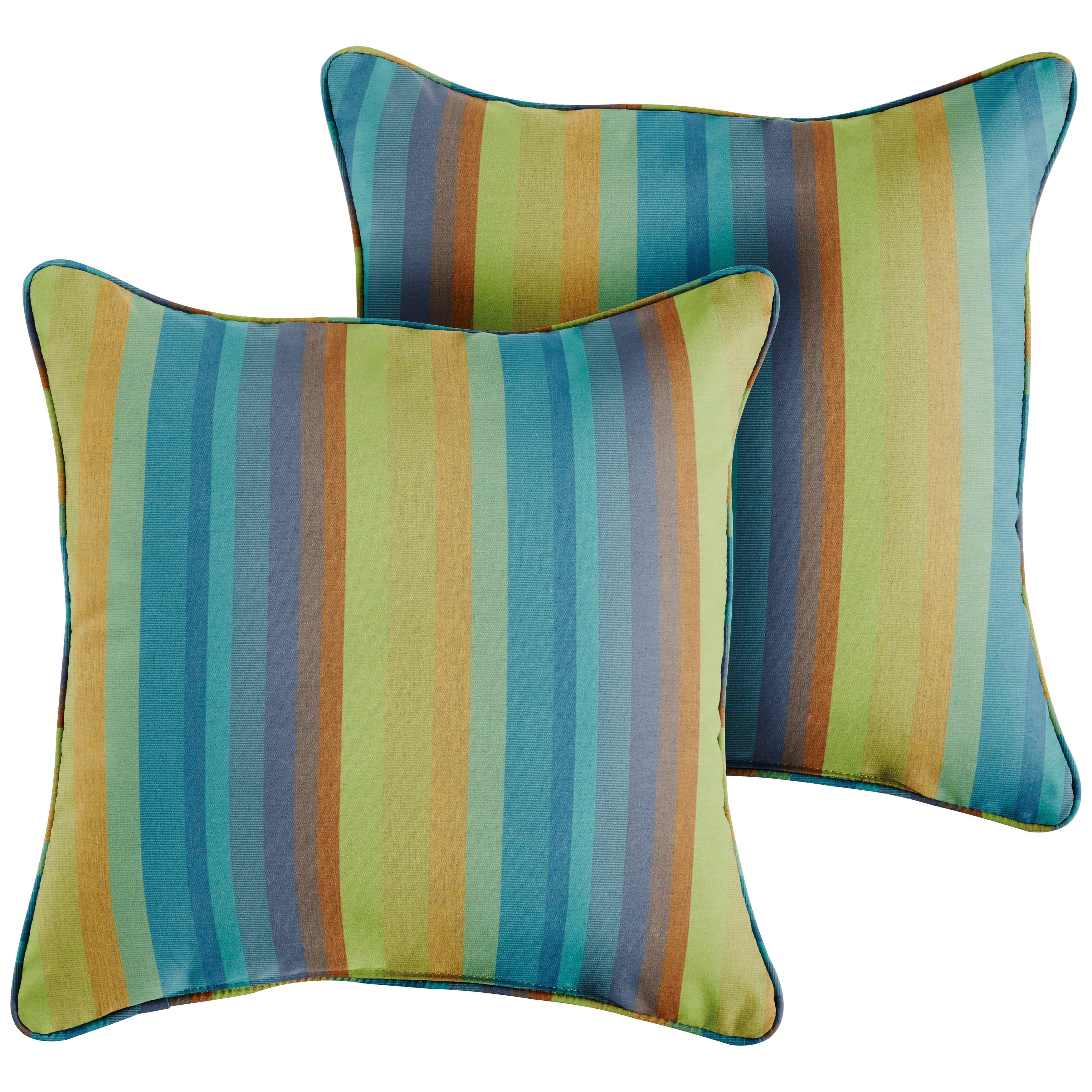 Sunbrella Blue Stripe Indoor Outdoor Corded Throw Pillow Set Of 2
