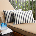 Sunbrella Blue White Stripe Indoor Outdoor Lumbar Pillow Set Of 2