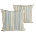 Sunbrella Blue And Gold Striped Indoor Outdoor Square Knife Edge Pillow Set