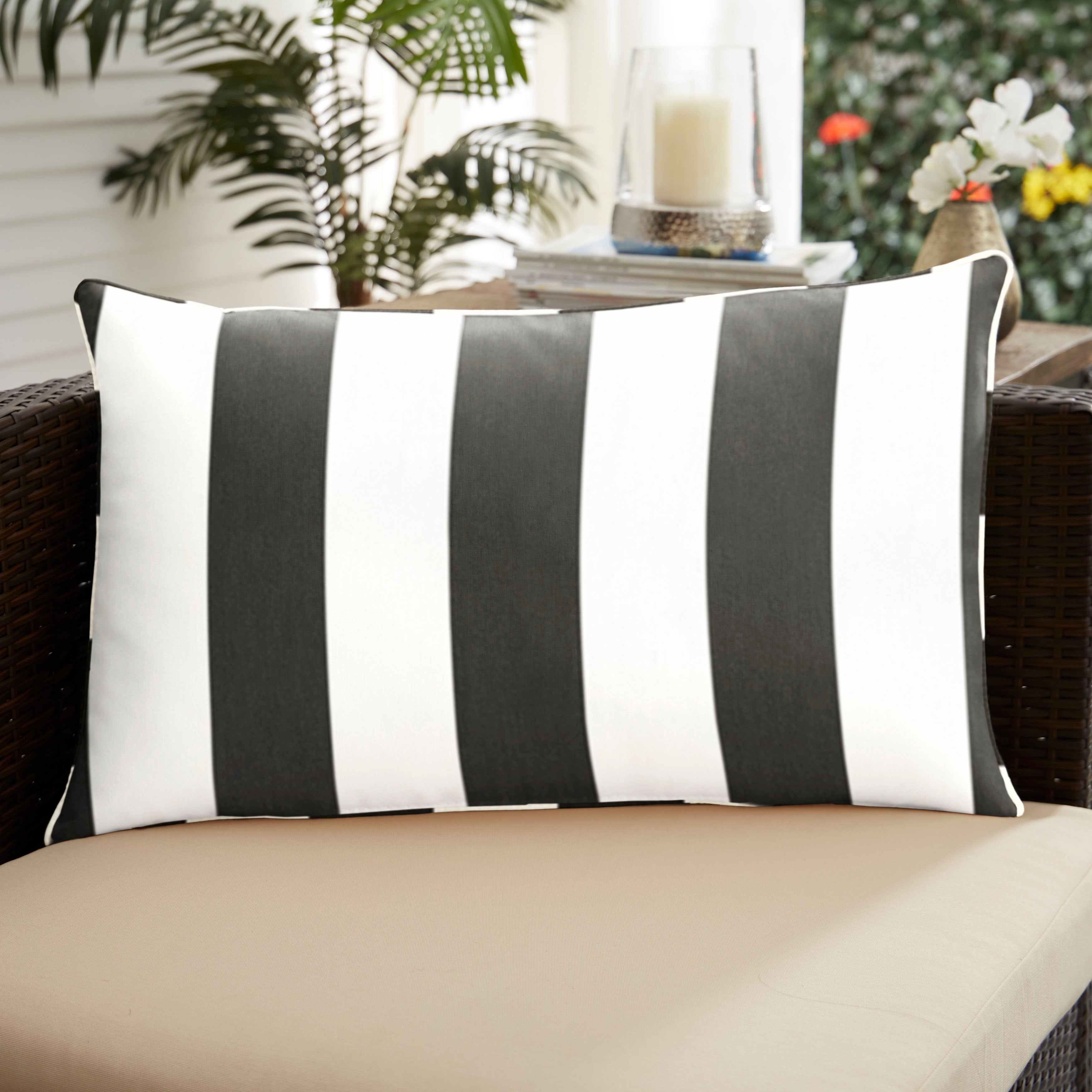 Sunbrella Cabana Classic Indoor Outdoor Corded Pillow 16 In X 26 In 16 In X 26 In