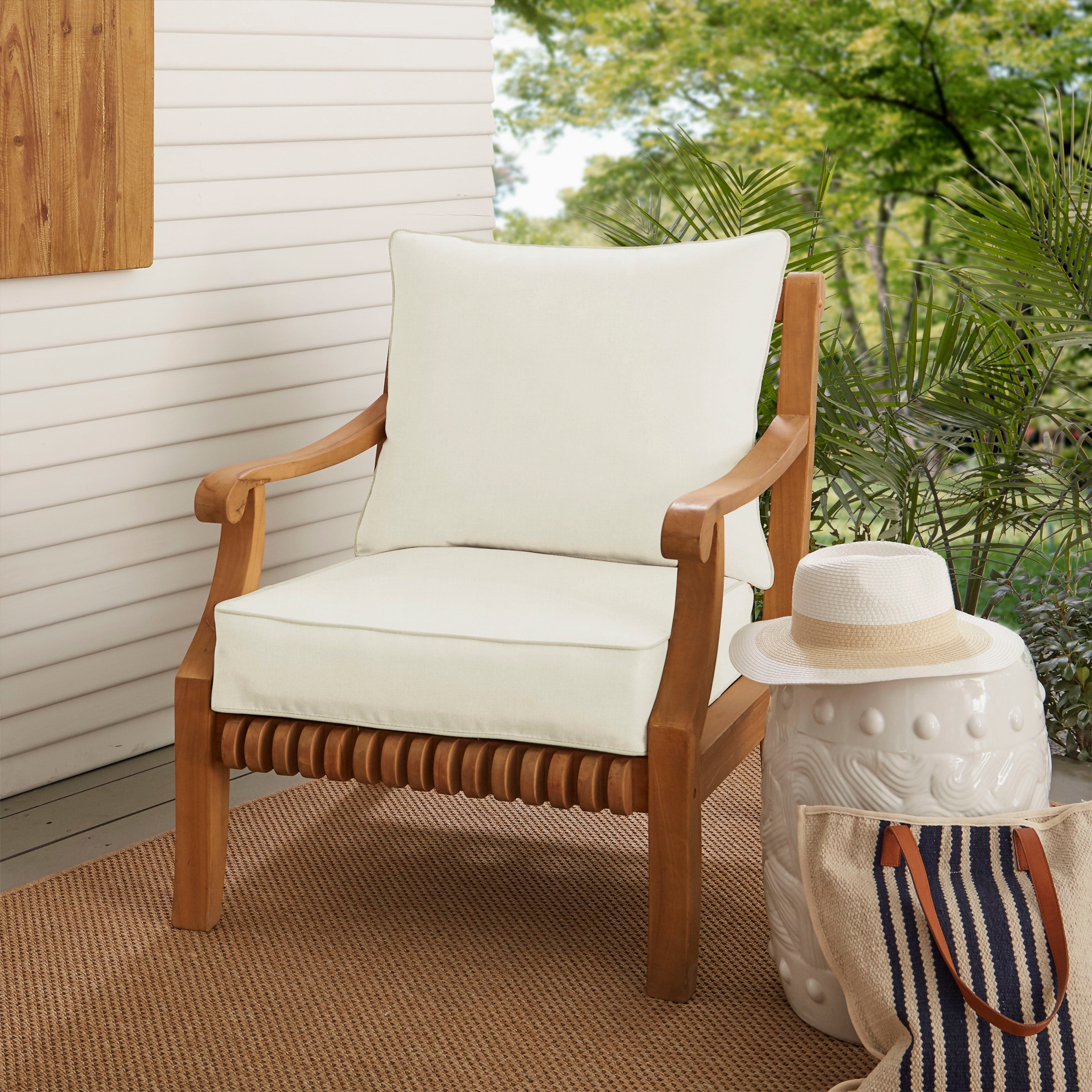 Sunbrella Canvas 2 Piece Cushion And Pillow Indoor Outdoor Set