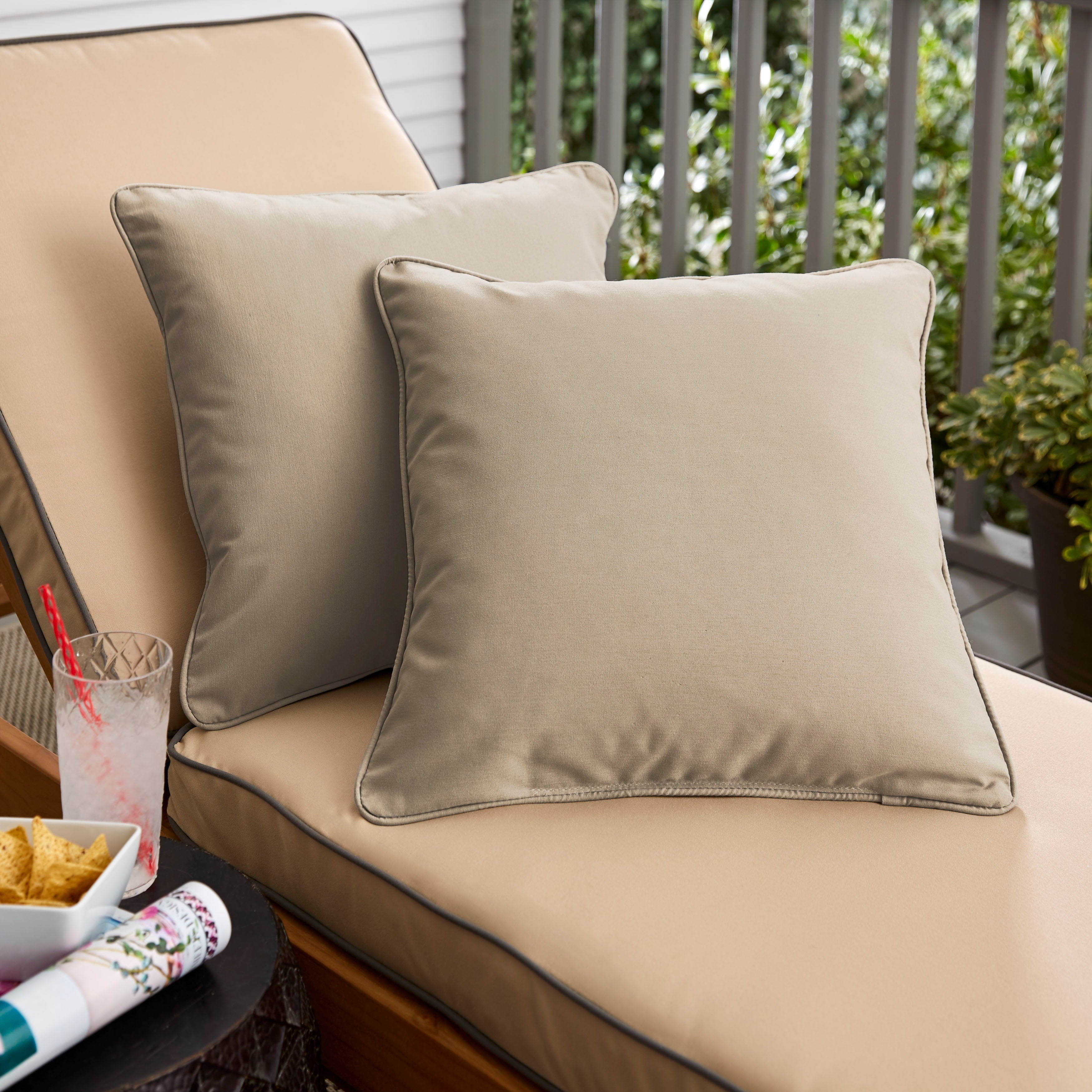Clara Outdoor Beige Pillows Made With Sunbrella Set Of 2