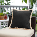 Sunbrella Canvas Black Indoor Outdoor Square Pillow With Fringe